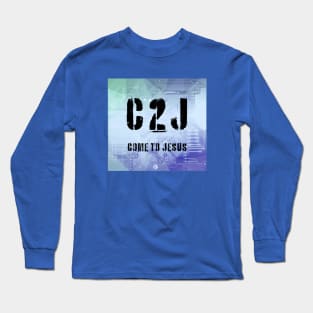 C2J Come To Jesus Matthew 11:28 - cyber tech Long Sleeve T-Shirt